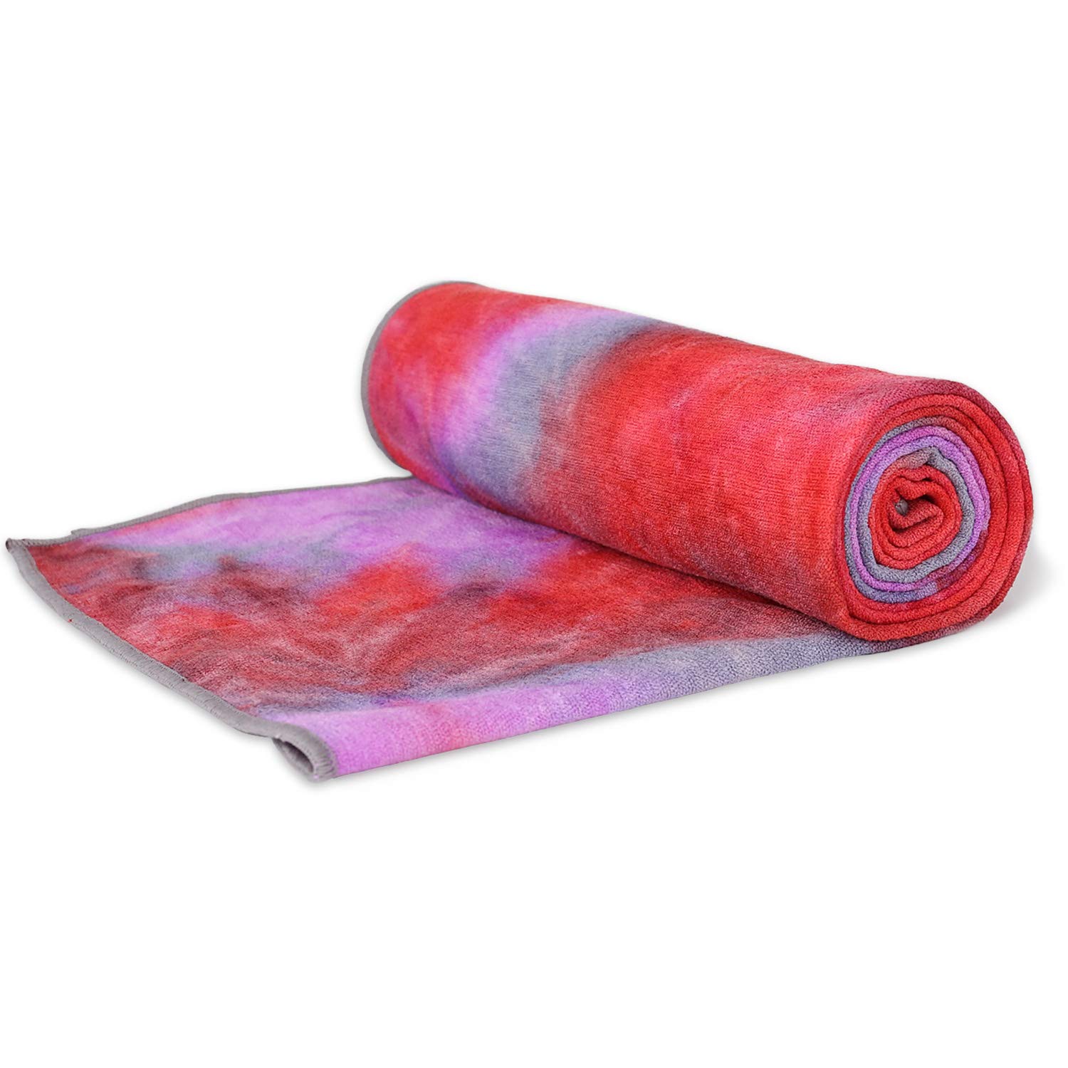 DREAM SLIM Non-Slip Yoga Towel for Hot Yoga - Grip, Foldable & Skidless Workout Towel in Multicolor (Red) | Perfect for Bikram, Pilates & Gym Sessions