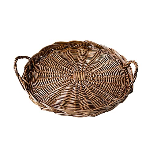 Handmade Rattan Storage Basket - Vietnamese Wicker Bread Basket for Kitchen Organizer, Home Decor & Picnic Accessories (Black) | Perfect for Bread Storage, Fruit Display & Bathroom Organization