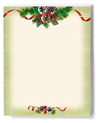 Natural Plaid with Holiday Garland and Ribbon