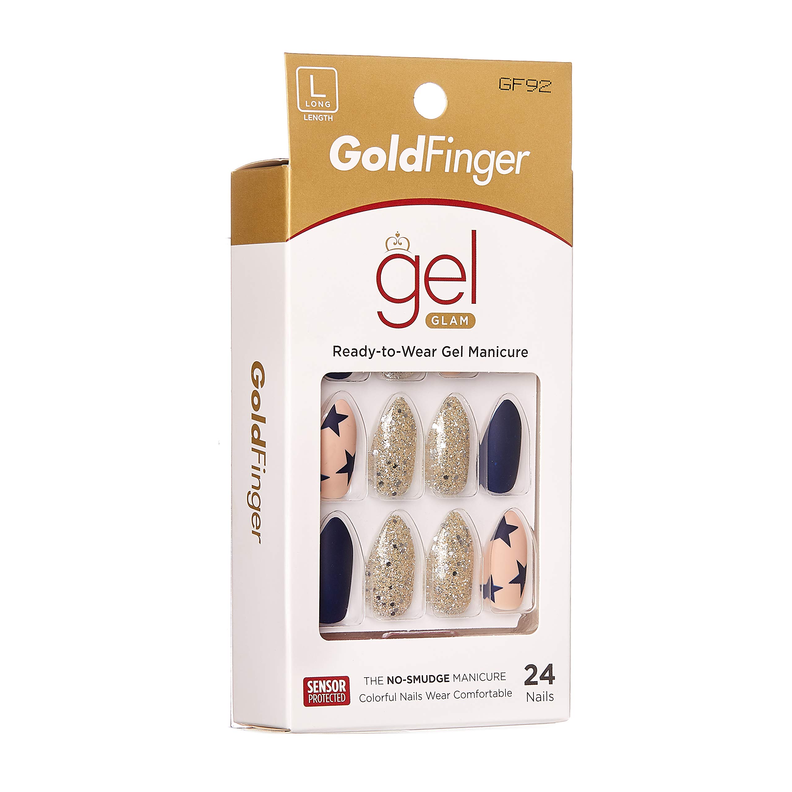 Gold Finger Full Cover Gel Nails - Ready to Wear Long Press On Nails for Manicure | Perfect for Parties, Weddings & Special Occasions