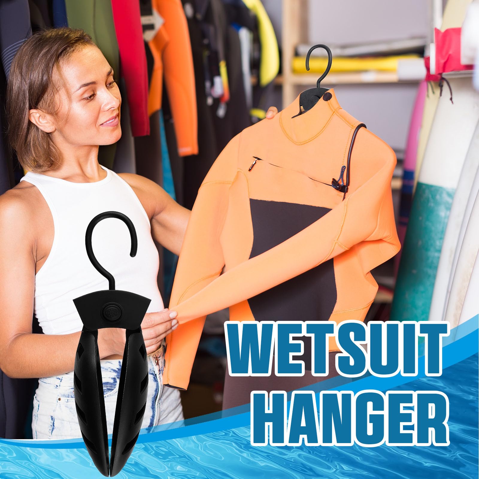 4 Pack Foldable Wetsuit Hangers - Quick Dry Ventilated Suit Hangers for Scuba Diving Gear, Swimwear & Neoprene Accessories - Perfect for Pool, Beach & Water Sports Storage