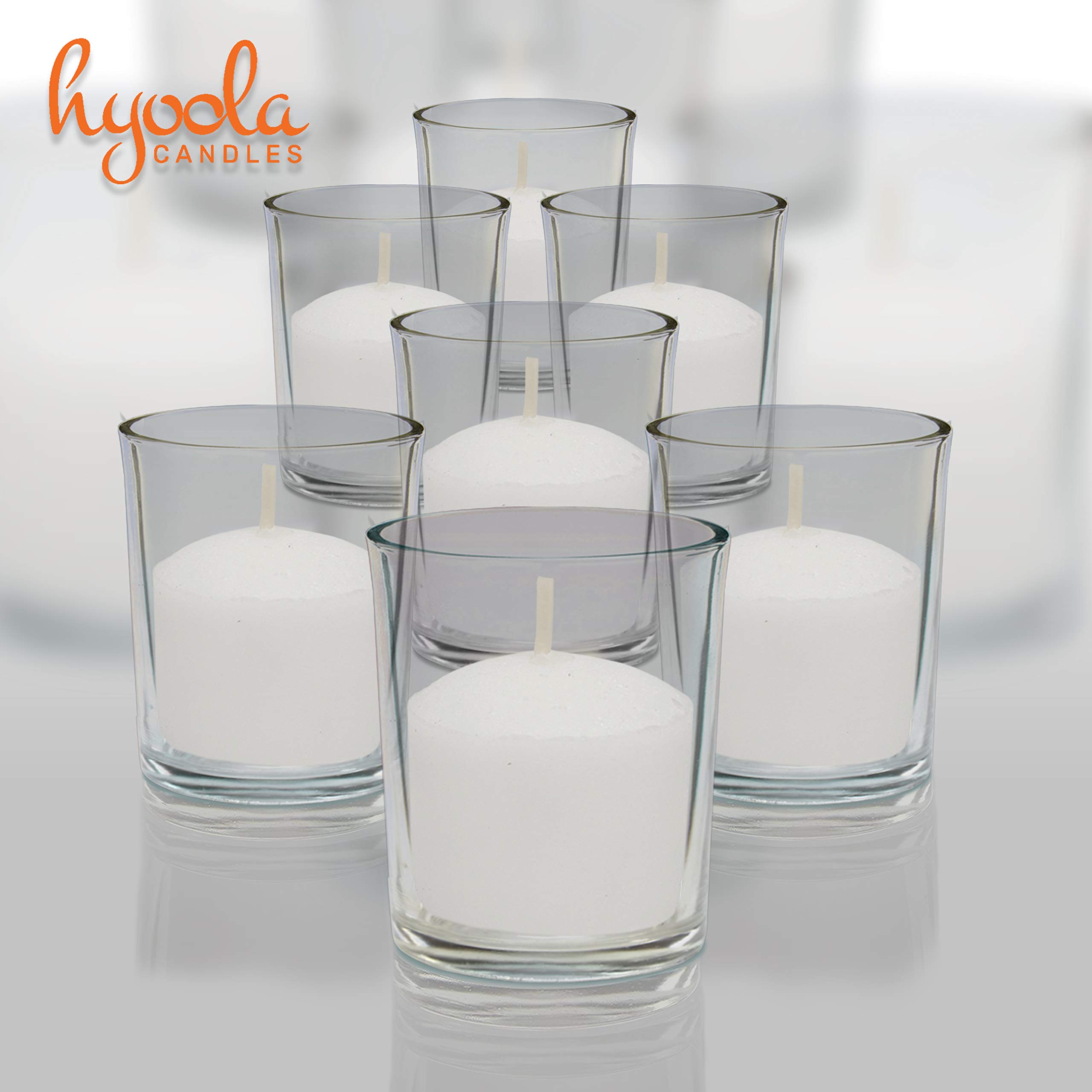Hyoola Unscented Votive Candles - 100 Pack, 10-Hour Burn - for Weddings & Home Decor
