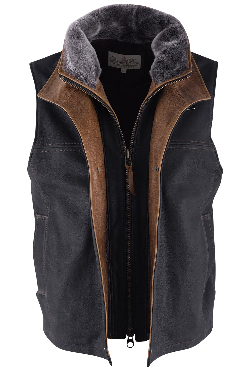 Lone Pine Leather Trekker Vest for Men - Black Genuine Leather Outdoor Vest - Perfect for Hiking, Camping & Adventure Travel