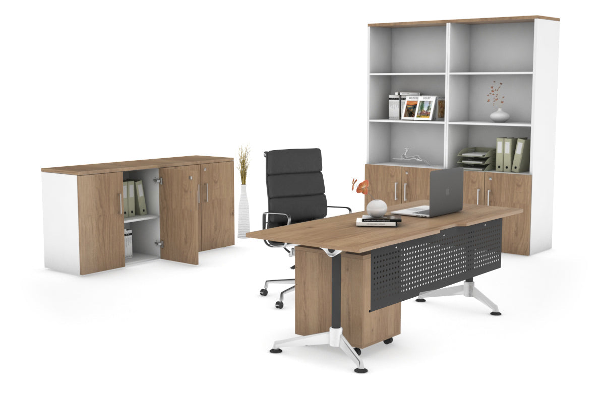 Premium Executive Office Desk Blackjack - 1600L x 800W with Cable Management Scallop - Perfect for Home Office, Conference Rooms & Professional Workspaces