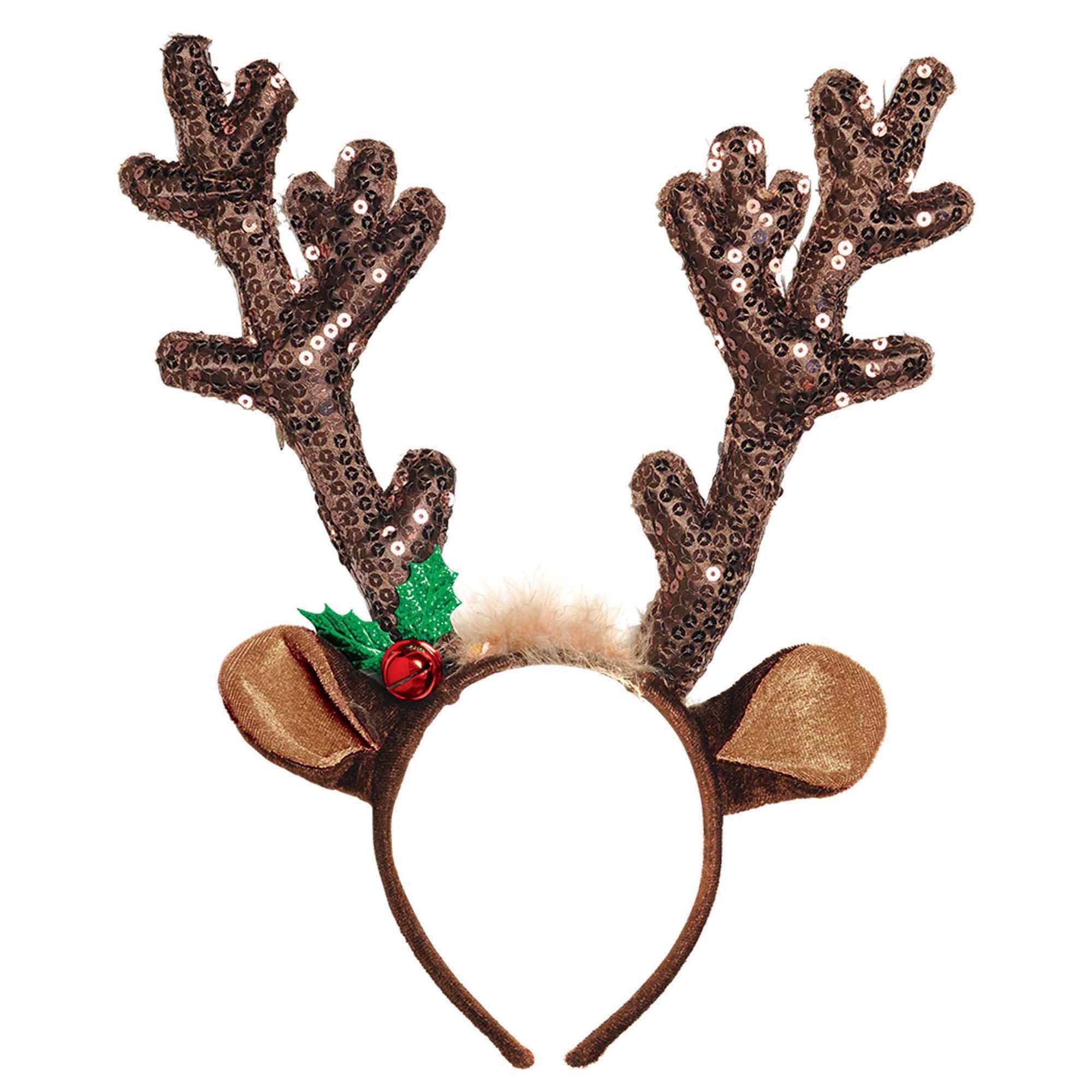 ELEGANI Brown Antler Headband for Women - Reindeer Costume Accessories for Christmas Parties, Holiday Celebrations & Festive Events