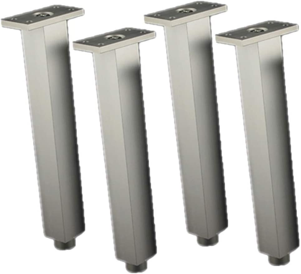 Adjustable Height 6mm Metal Table Legs - 4 Pack Square Aluminum Alloy Furniture Feet for Sofa, Bed, Cabinet & Couch - Replacement Risers with Screws (25cm) - Perfect for Home Office, Living Room & Bedroom Furniture Upgrade