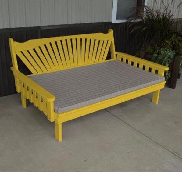 A&L Furniture Yellow Pine Fanback Daybed - Rustic Wooden Sofa Bed for Living Room, Guest Room & Outdoor Use