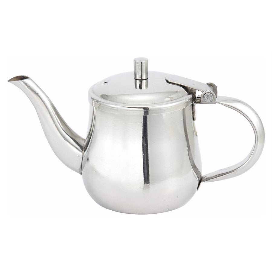 Premium Winco 10 Oz Stainless Steel Gooseneck Teapot - Perfect for Pour Over Coffee, Loose Leaf Tea & Precise Water Control - Durable Kitchen Essential for Home Baristas & Tea Enthusiasts