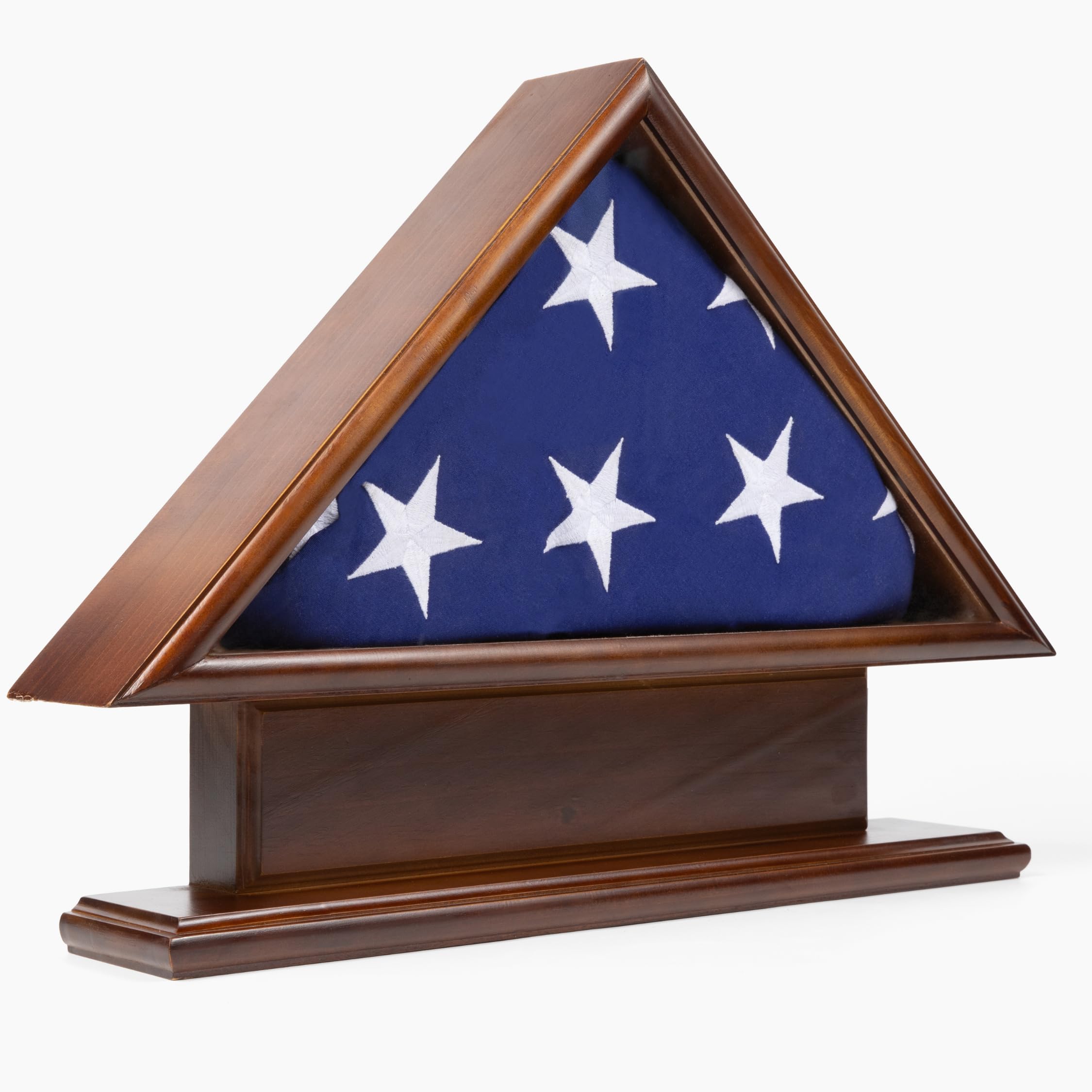 5'x9' Veteran Funeral Burial Flag Case with Personalized Name Plate - Memorial Display for Home, Office, or Military Ceremonies