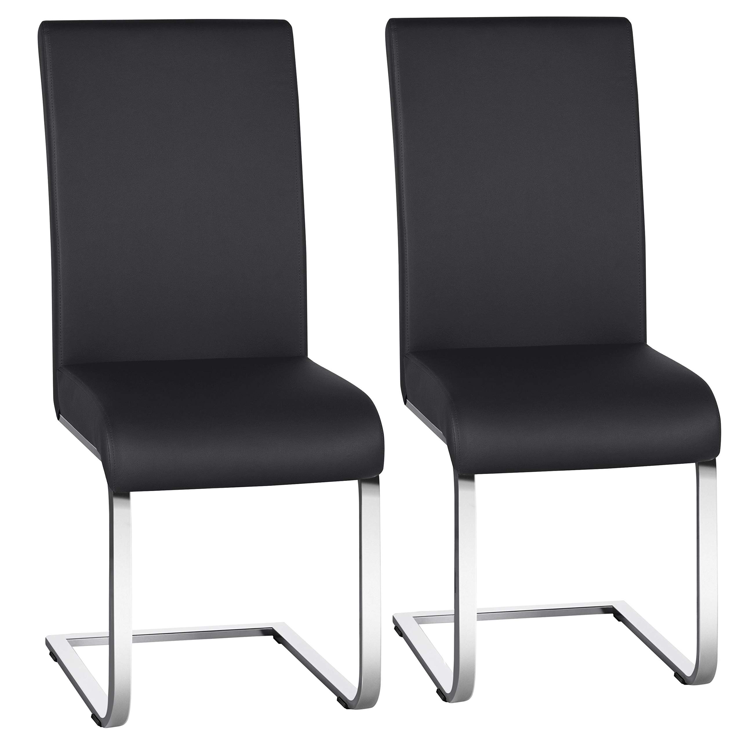 Yaheetech Modern Leather Upholstered Dining Chairs Set of 2 - Black Kitchen Side Chairs with Sturdy Metal Legs for Living Room, Wedding & Home Decor | Perfect for Dining Room, Restaurant, Cafe and Office Seating