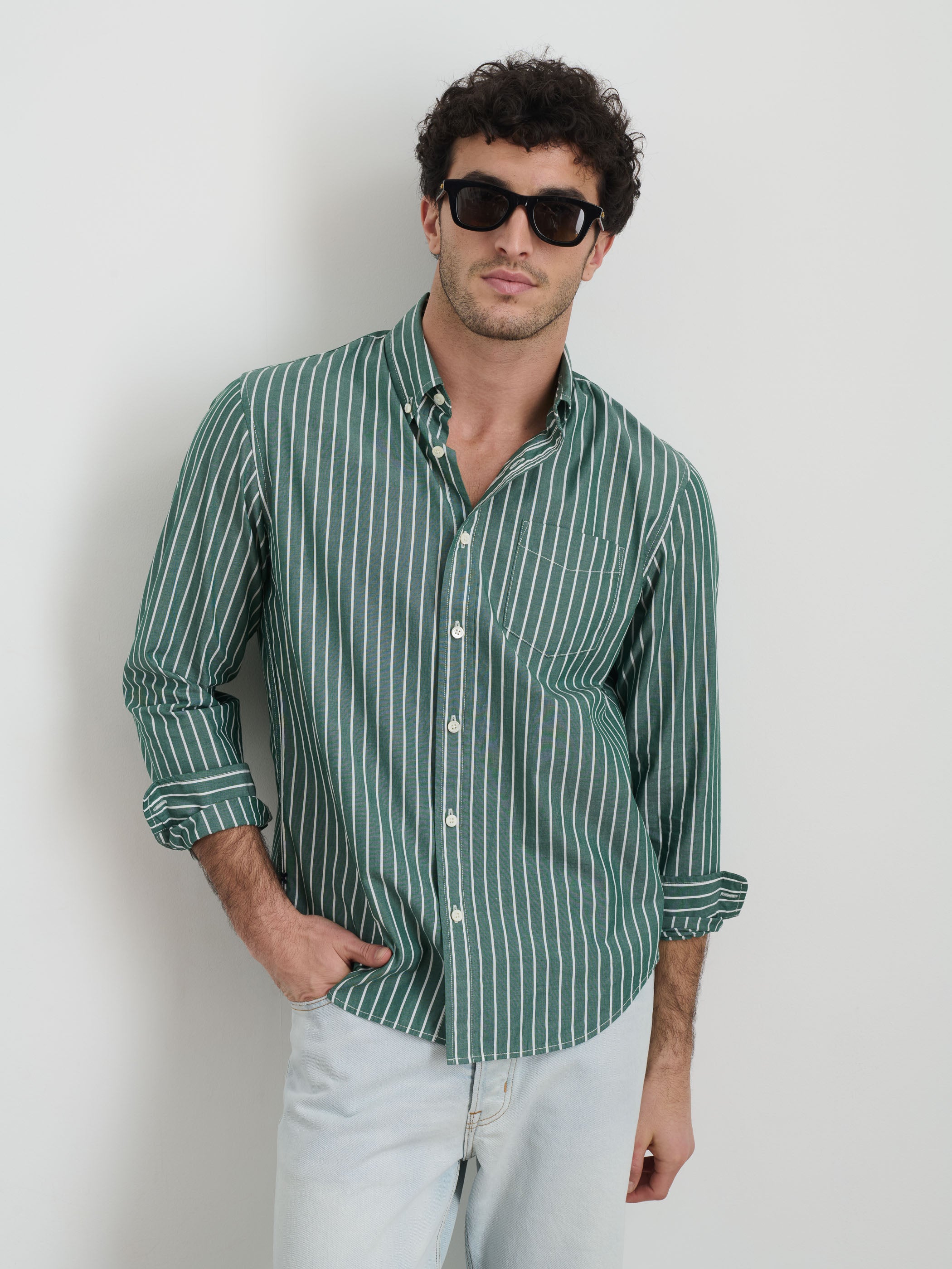 Thin Stripe Mill Shirt for Men & Women - Lightweight Casual Button-Down Shirt for Office, Travel & Everyday Wear