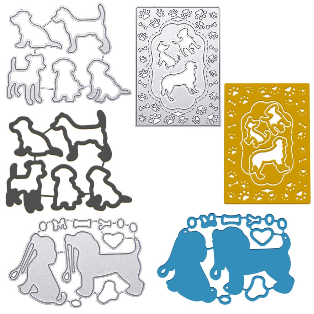 GORGECRAFT 3pcs Metal Cutting Dies Set - Dog Bone & Paw Print Carbon Steel Embossing Stencils for DIY Scrapbooking, Card Making, Photo Albums | Perfect for Pet Lovers Crafting & Paper Art Projects