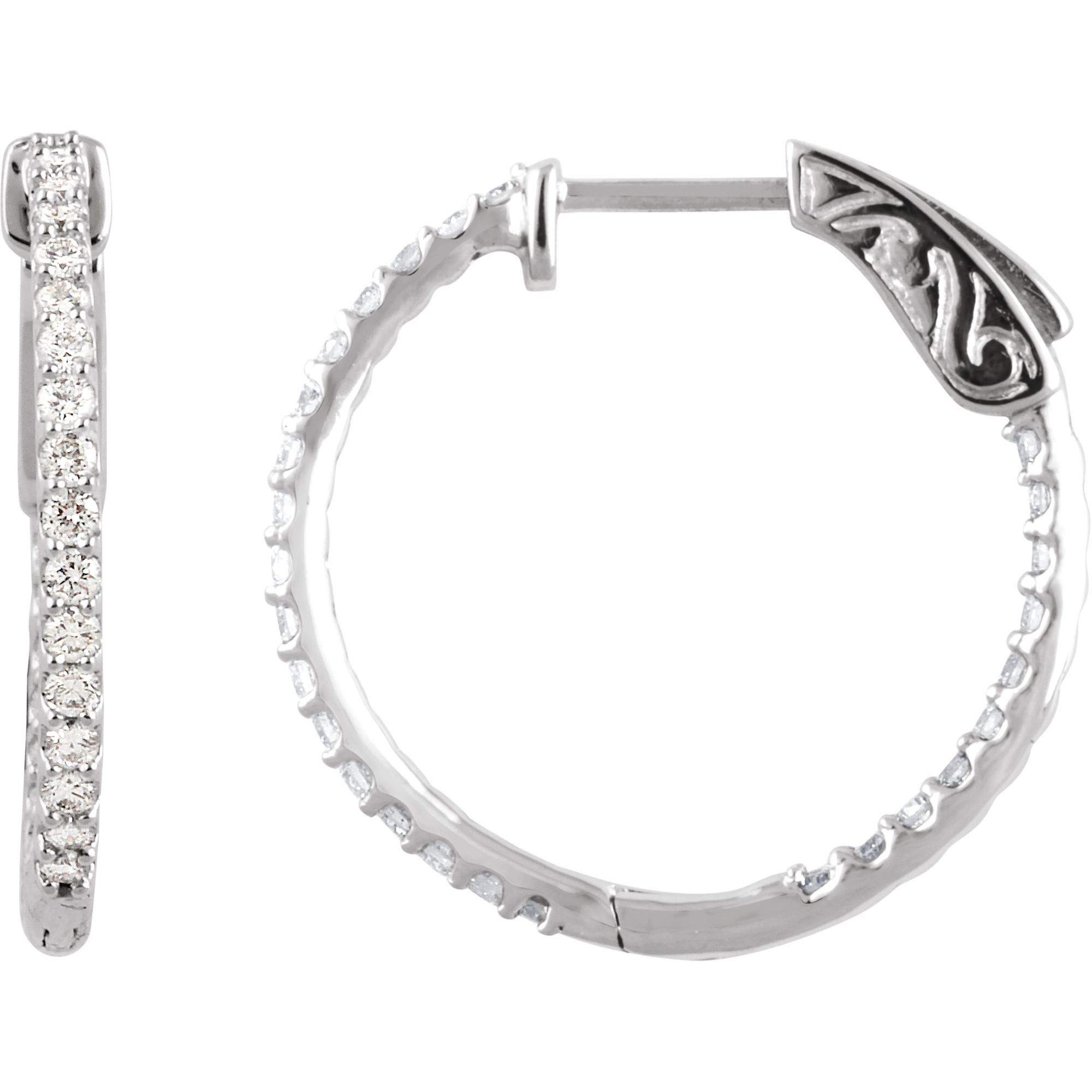 23mm Sterling Silver Cubic Zirconia Inside-Outside Hoop Earrings - Timeless Classic Jewelry for Women | Perfect for Everyday Wear, Parties & Special Occasions