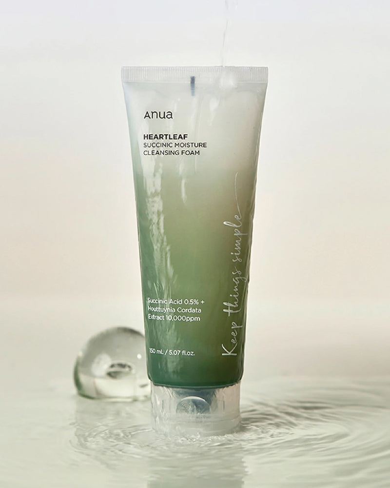 Anua Succinic Acid Moisture Cleansing Foam for Acne-Prone Skin - Gentle Daily Face Wash for Oily & Sensitive Skin - Korean Skincare Routine Essential