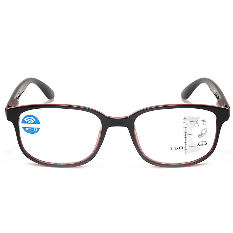 Blue Light Blocking Progressive Reading Glasses for Women & Men - Anti Eye Strain Computer Glasses with Multi-Focus Lenses for Work, Reading & Screen Time