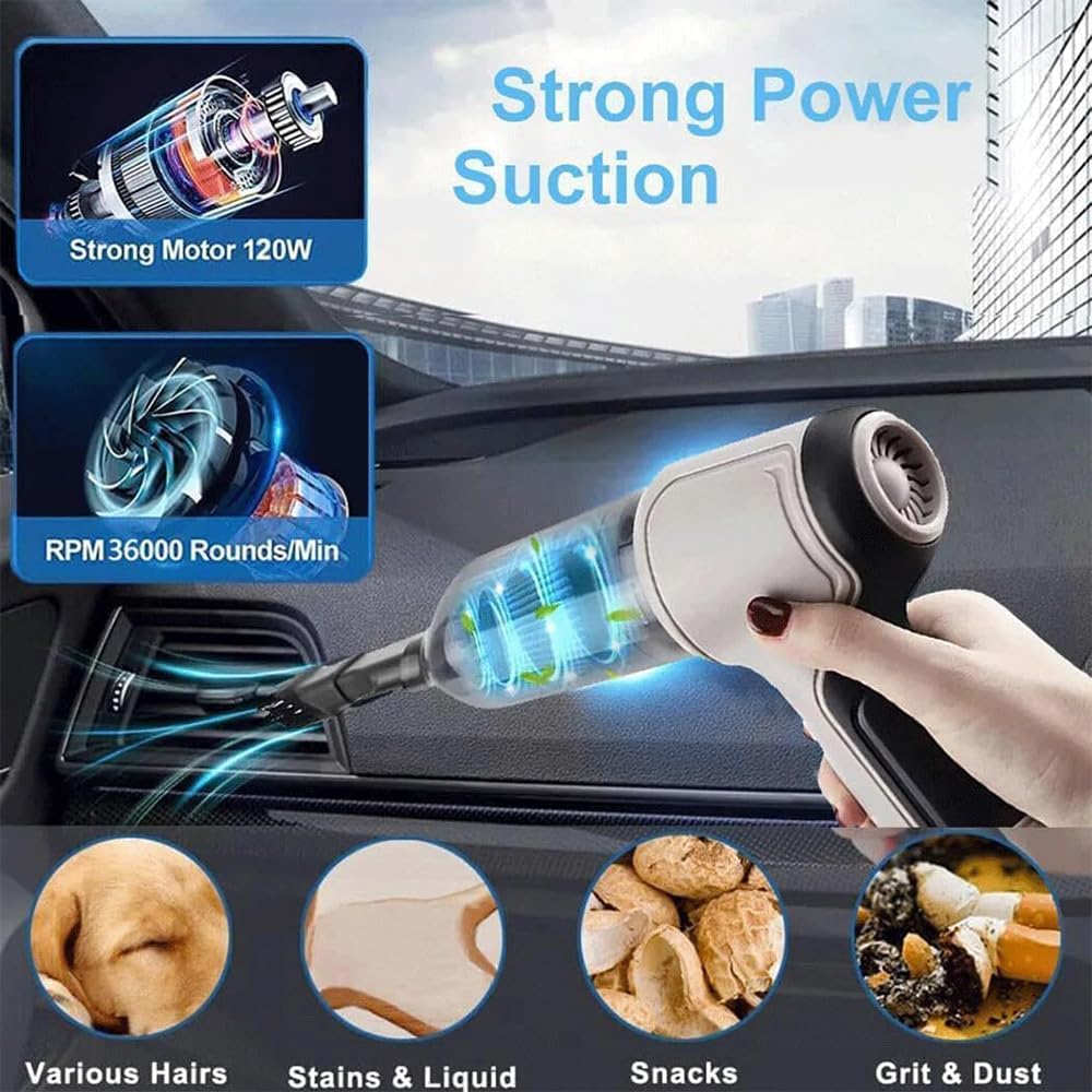 Arifly Pro V3 Wireless Handheld Car Vacuum Cleaner - Portable Air Blower & Strong Suction Rechargeable Vacuum for Cars, Home & Office | Perfect for Car Detailing, Pet Hair Removal & Quick Cleanups