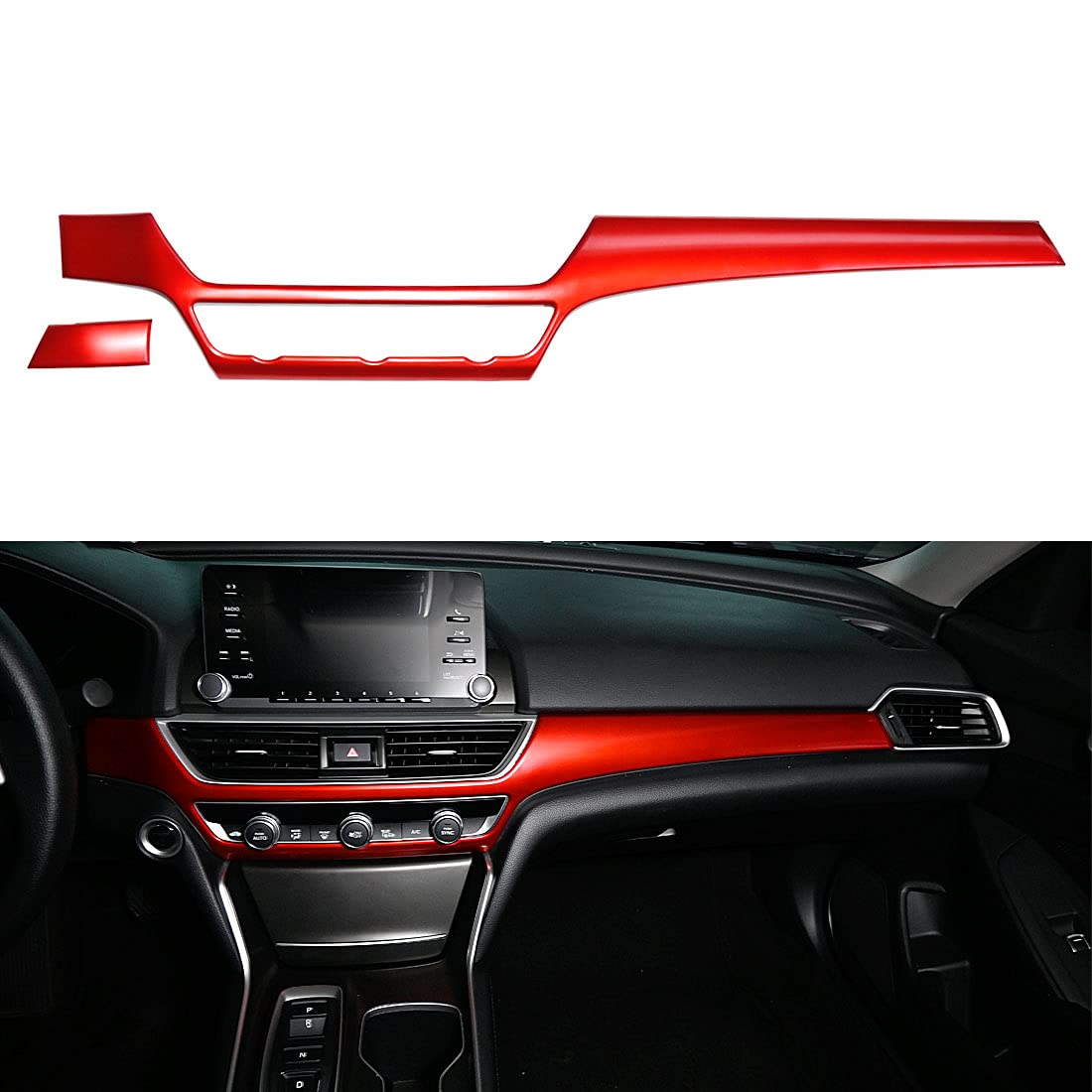 GZXinWei Red Center Console Dashboard Trim Panel Cover for 2018-2021 Honda Accord 10th Gen - Interior Accessories Upgrade for Enhanced Driving Experience