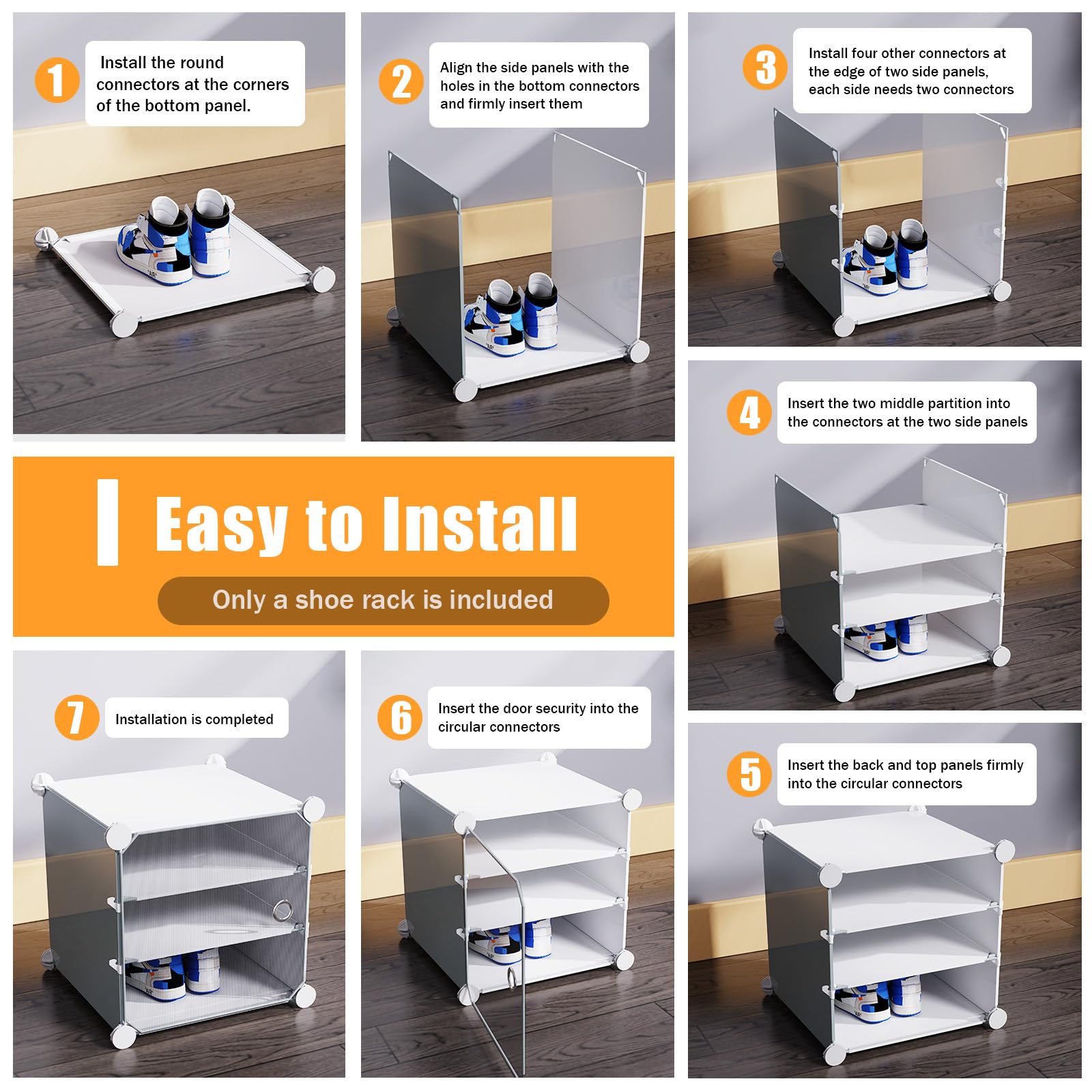 DNYSYSJ 12-Tier Stackable Shoe Rack Organizer - Clear Plastic Modular Shoe Storage Cabinet for 96 Pairs | Expandable Shoe Boxes for Heels, Boots & Slippers | Perfect for Closet, Bedroom & Entryway Organization