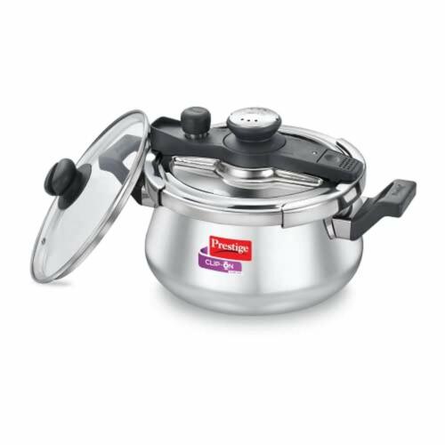 Prestige Svachh 5L Stainless Steel Clip-On Pressure Cooker with Glass Lid - Perfect for Indian Cooking, Meal Prep & Fast Pressure Cooking