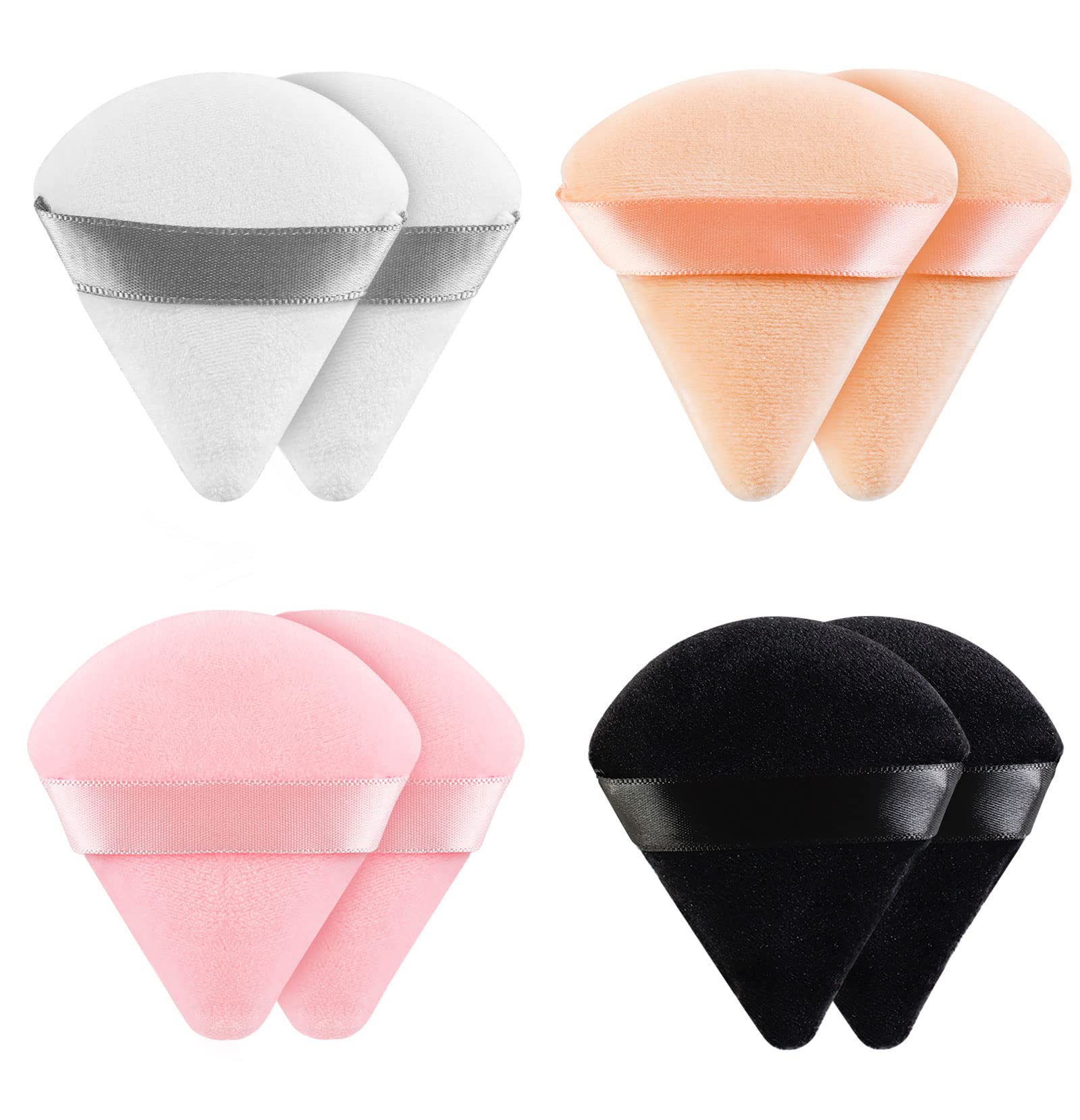 8-Piece Velour Triangle Powder Puffs - Soft Makeup Sponges for Foundation & Blending - Reusable Cosmetic Beauty Tools for Flawless Face Makeup Application