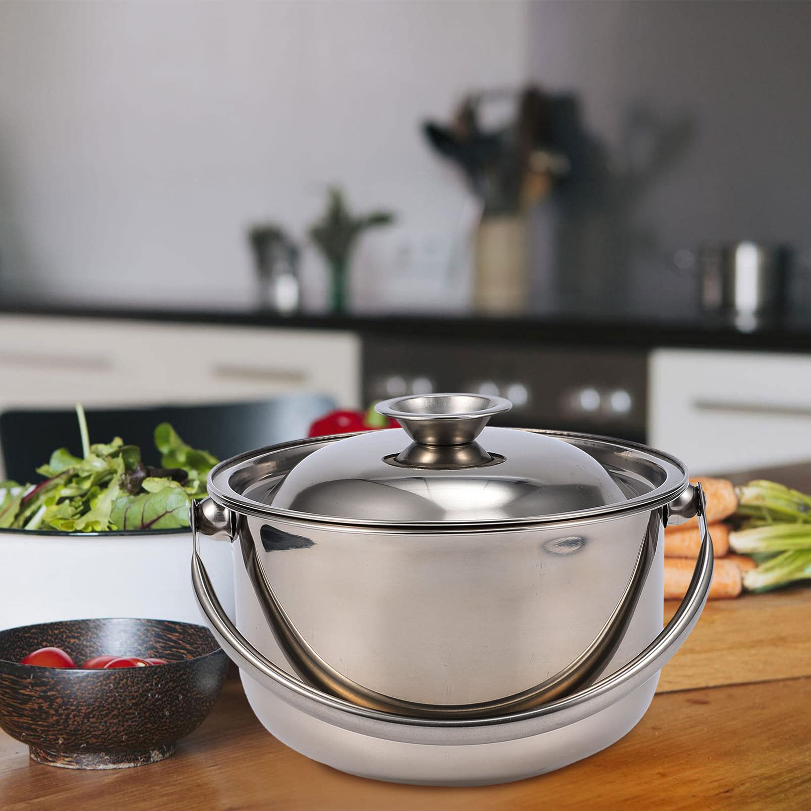 Stainless Steel Covered Stock Pot with Lid - 5QT Soup Pot, Steamer & Pasta Cooking Pot for Hot Pot, Stews, Soups & Milk Warming - Ideal for Home Kitchen & Restaurant Use