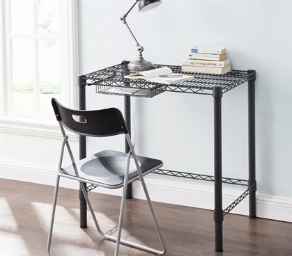 DormCo Suprima Heavy Duty Carbon Steel Desk - Compact Size Study Desk for Small Spaces - Gunmetal Gray - Perfect for Dorm Rooms, Home Offices & Studio Apartments