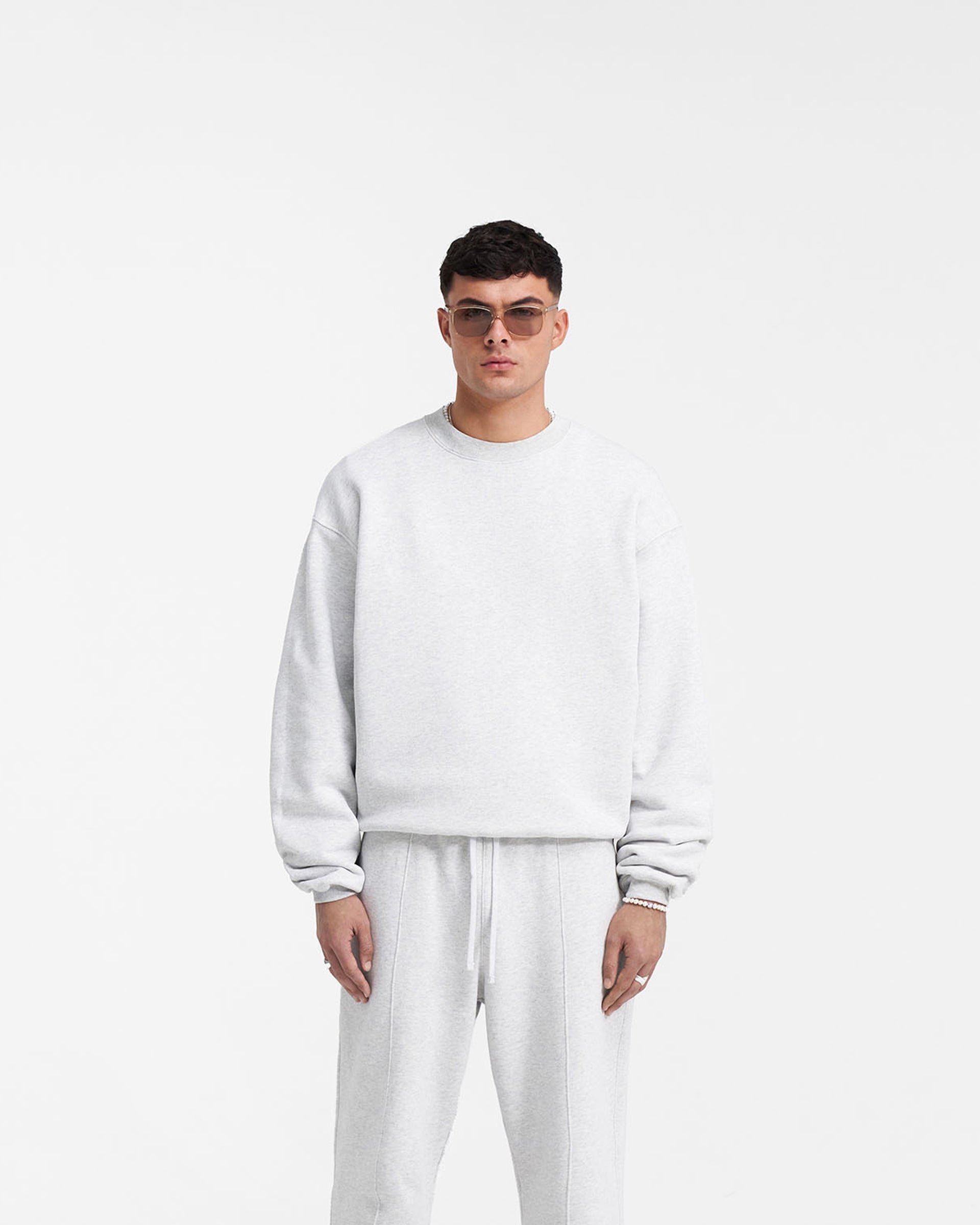 Heavyweight Initial Sweater - Ice Grey Marl | Cozy Pullover for Men & Women | Perfect for Fall & Winter Layering