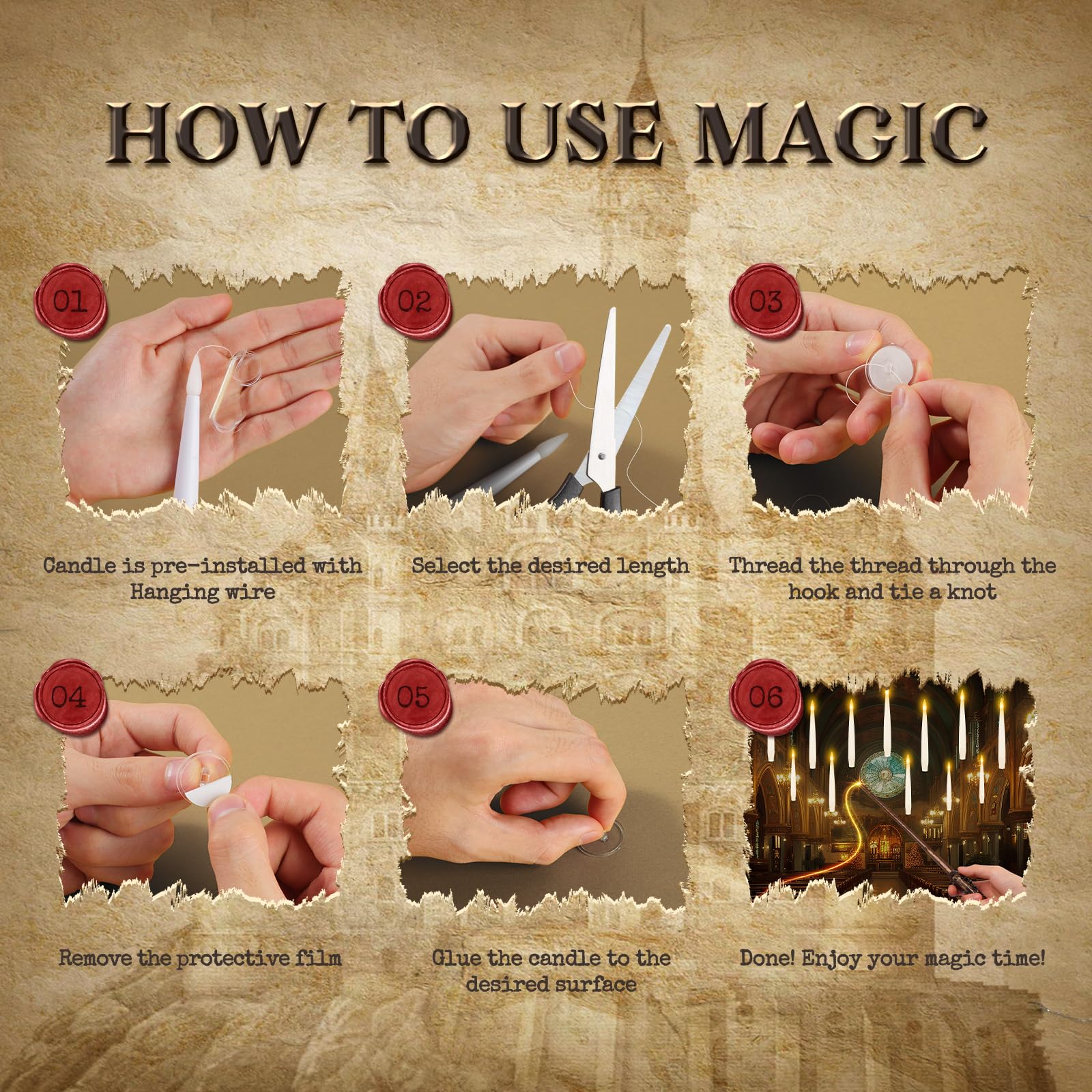 20 Pack Floating Candles with Wand - Flameless LED Candles for Halloween, Birthday & Christmas Decorations | Magic Hanging Decor for Parties, Weddings & Home Décor