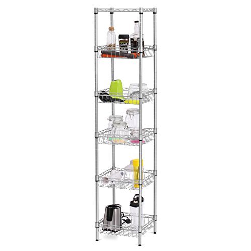 LANGRIA 6-Tier Heavy Duty Bathroom Shelf - Space Saving Corner Storage Rack for Bathroom, Kitchen, Living Room, Bedroom & Laundry - 198 lbs Capacity Silver Metal Shelving Unit - Perfect for Small Spaces & Home Organization