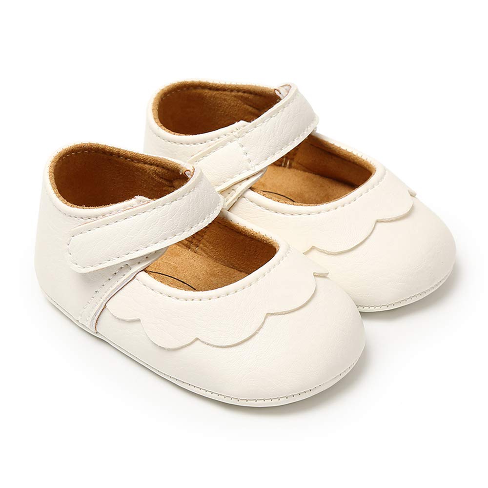 Baby Girls Mary Jane Flats - Anti-Slip Rubber Sole Bow Toddler Princess Dress Shoes for Weddings, Parties & Special Occasions