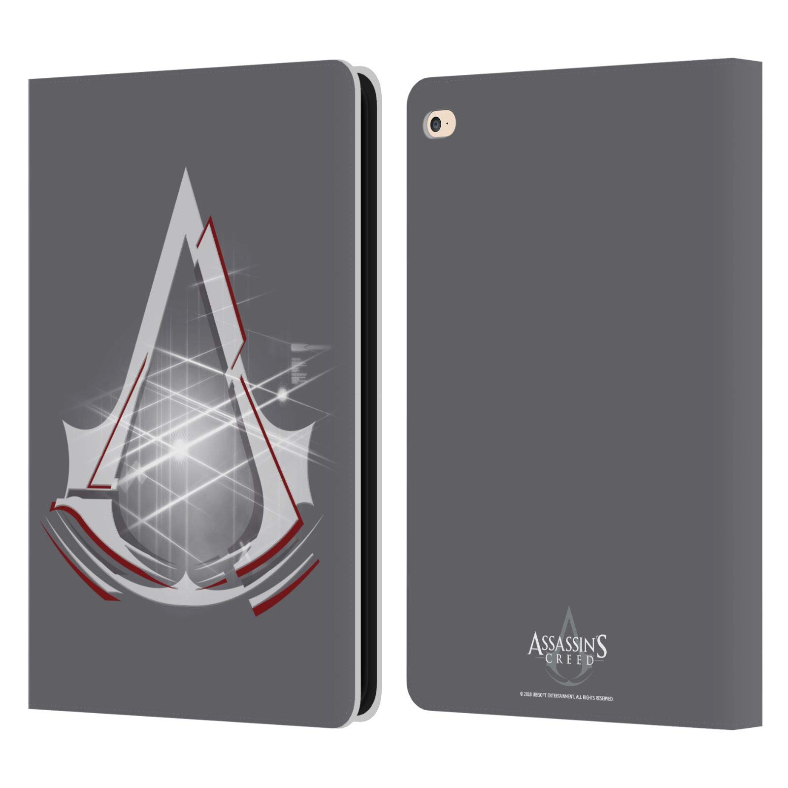 Head Case Designs Officially Licensed Assassin's Creed Light Logo Leather Book Wallet Case Cover for Apple iPad Air 2 (2014) - Perfect for Gaming, Travel, and Everyday Protection