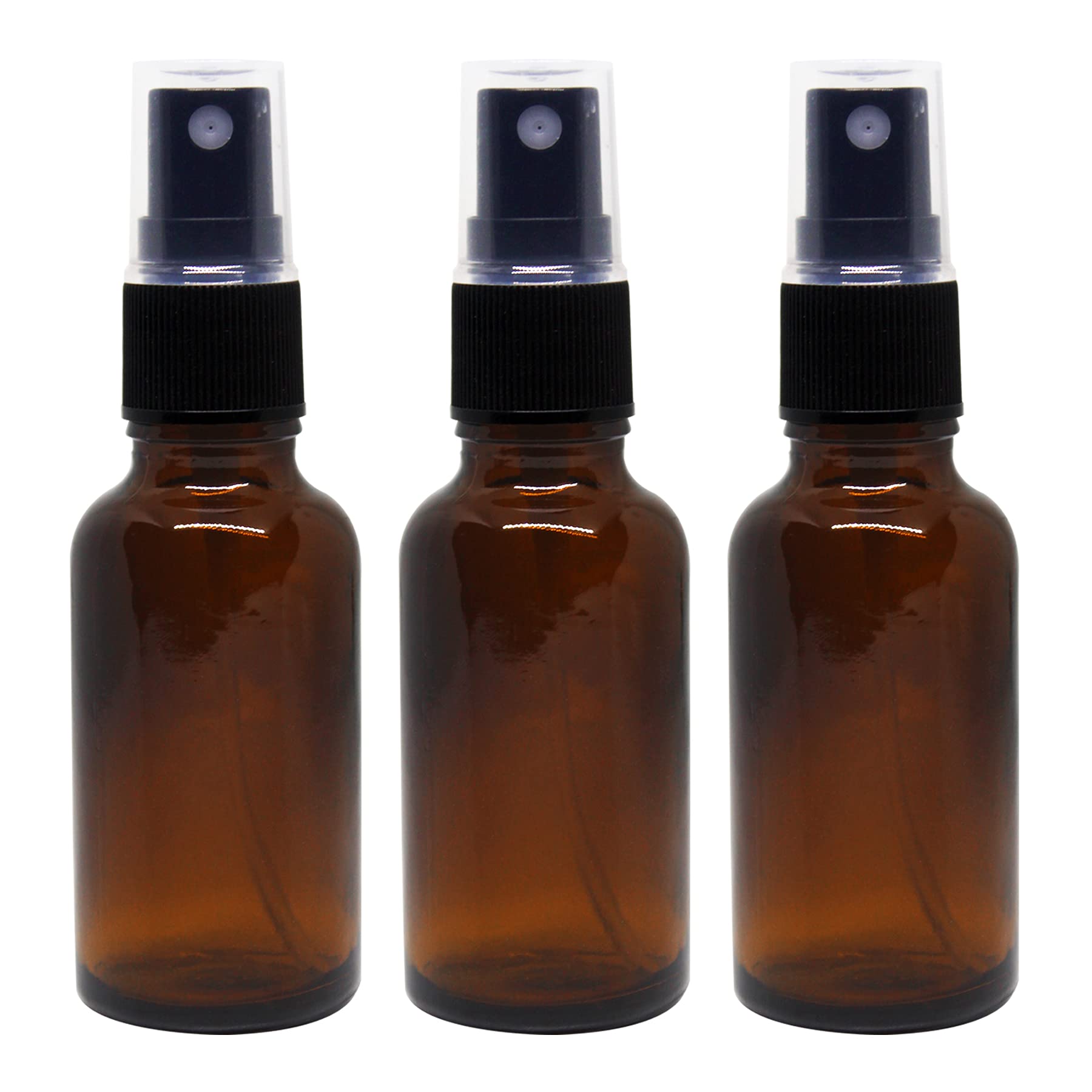 NSB Herbals 30ml Refillable Amber Glass Fine Mist Spray Bottles with Leak-Proof Pump - Perfect for DIY Perfume, Essential Oils, Aromatherapy Blends, Facial Mists & Beauty Products (Pack of 3) | Travel-Friendly, Home Spa & Skincare Essential