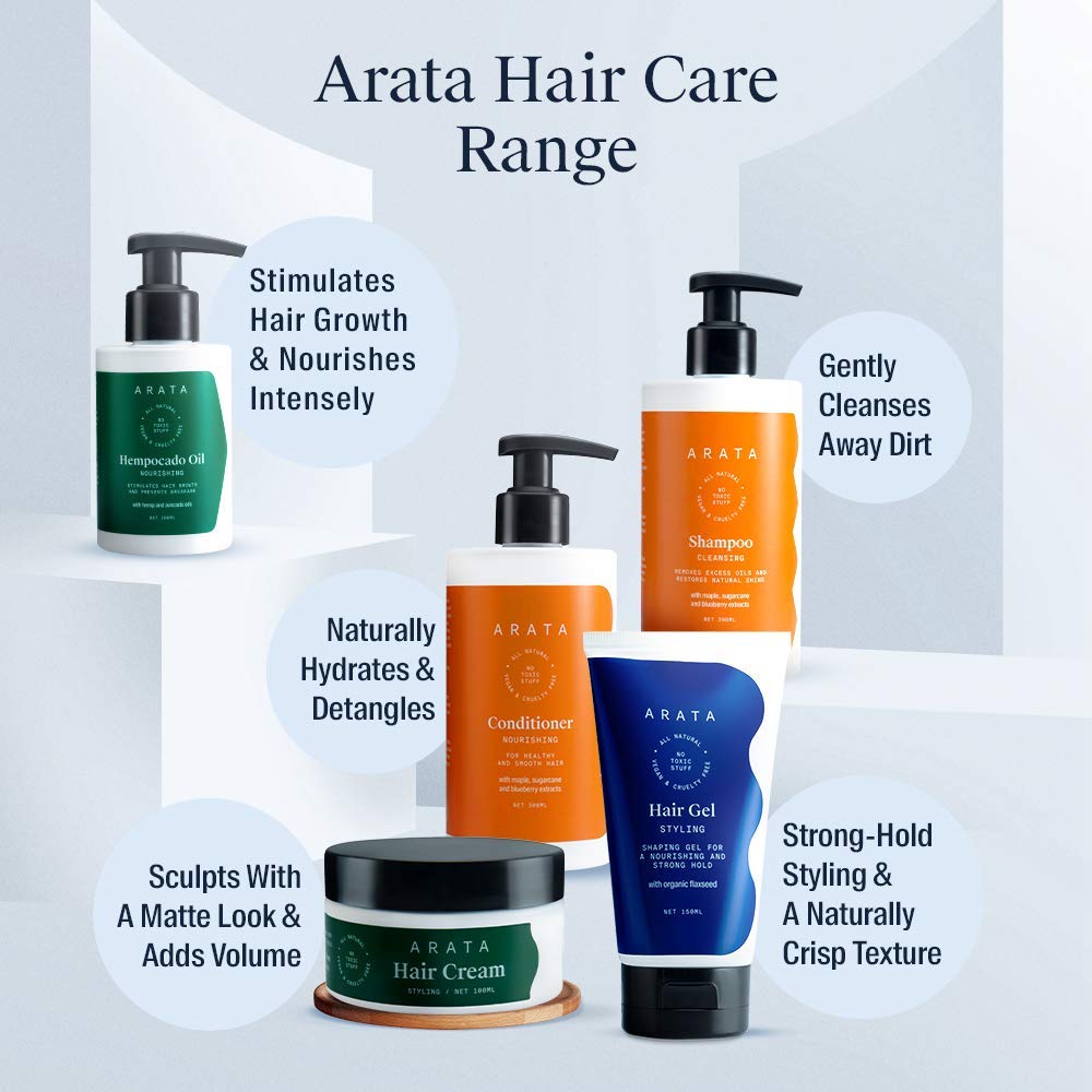 Arata Natural Styling & Hold Hair Cream with Organic Flaxseed & Olive Oil - All-Natural, Vegan & Cruelty-Free Hair Styling & Growth Formula for Women & Men (100g) - Perfect for Daily Styling, Frizz Control & Healthy Hair Care
