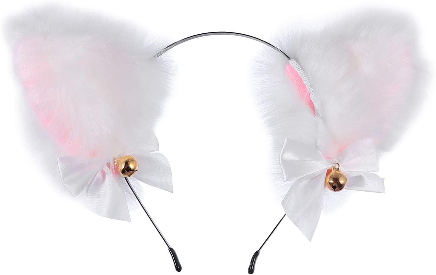 Cat Ear Headband with Ribbon Bell - Plush Furry Neko Ears Hair Hoop for Women & Girls - Cute Halloween Costume Accessory, Cosplay, Party Headwear (1Pcs) - Perfect for Halloween Parties, Cosplay Events, Anime Conventions and Themed Gatherings