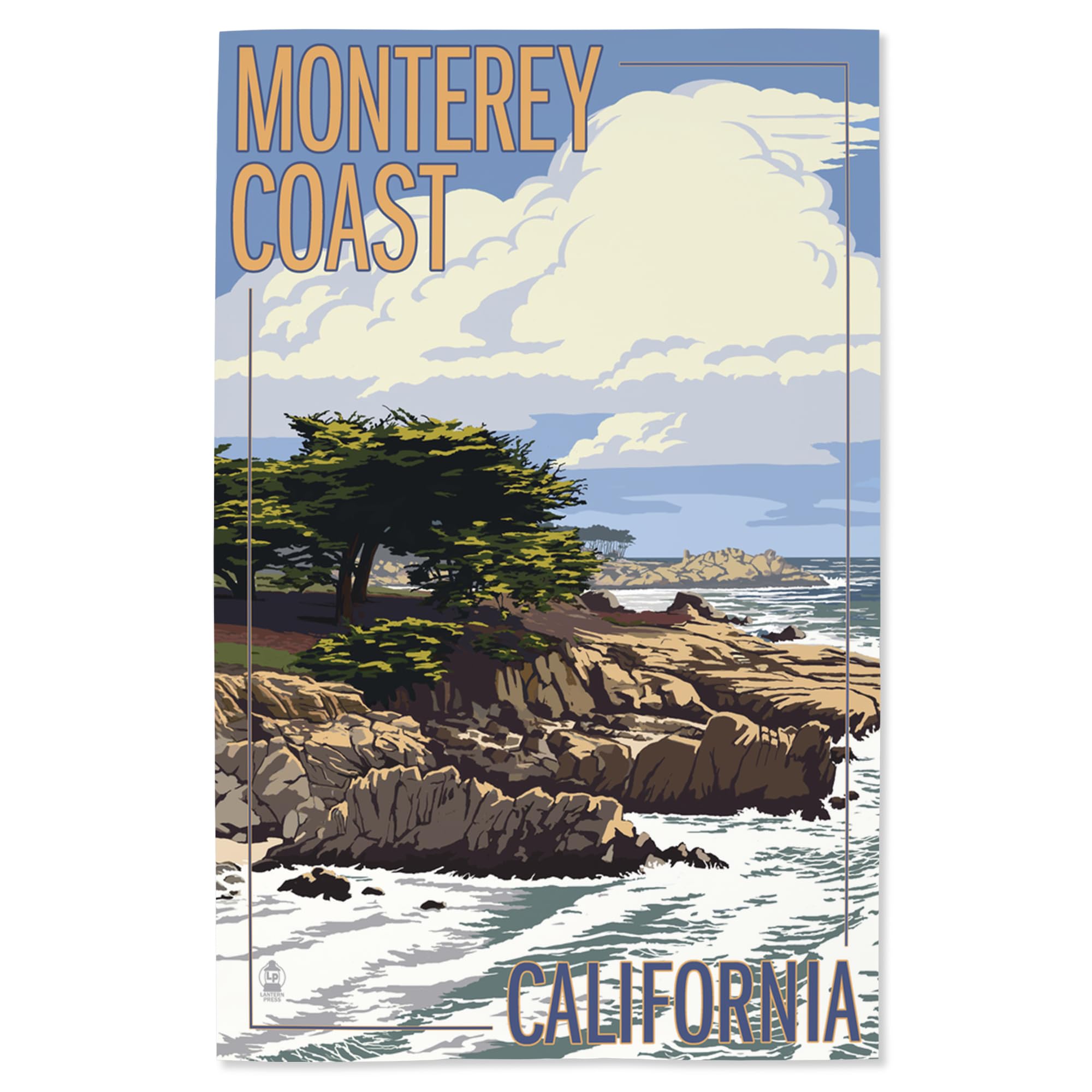 Lantern Press 16x24 Inch Giclee Art Print - Monterey Coast California Cypress Trees Landscape Wall Decor - Perfect for Living Room, Bedroom & Office