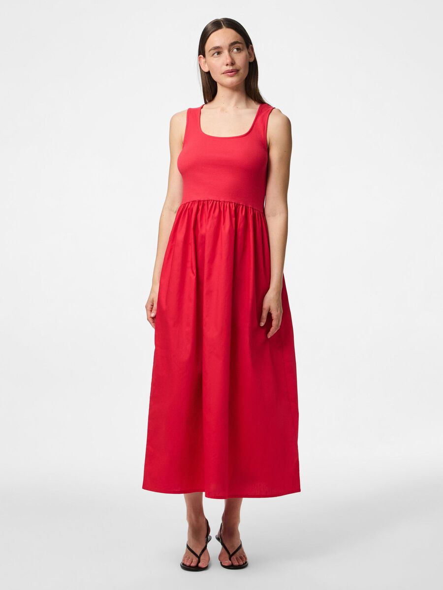 Dulla Maxi Dress - Flowy Long Summer Dress in Goji Berry Red, Perfect for Beach Vacations, Date Nights & Casual Outings