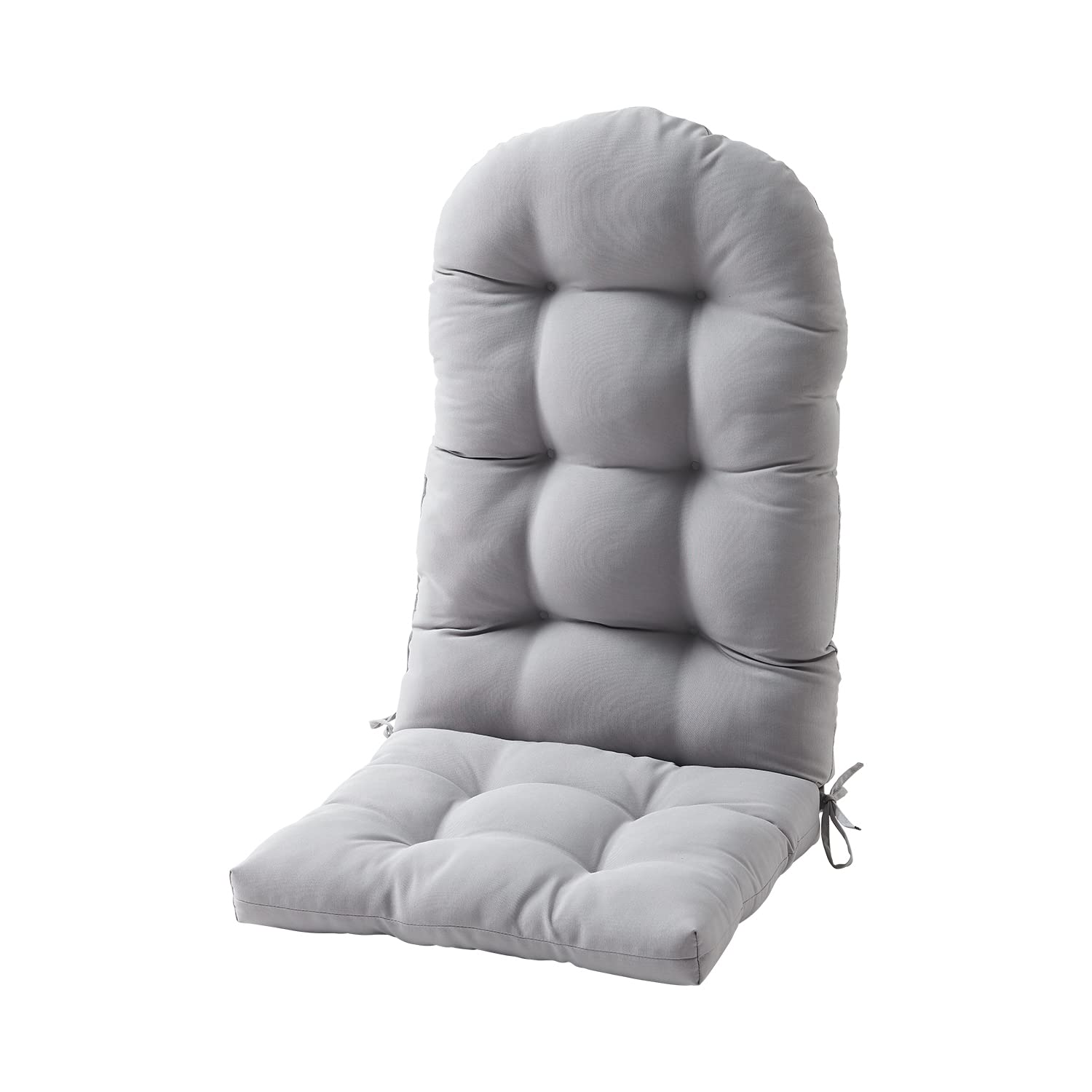 FILUXE Waterproof Adirondack & Rocking Chair Cushion - High Back Patio Cushions with Ties, Fade-Resistant All-Weather Outdoor Pillow for Garden, Deck, Porch, Poolside (Gray, 1 Pack)