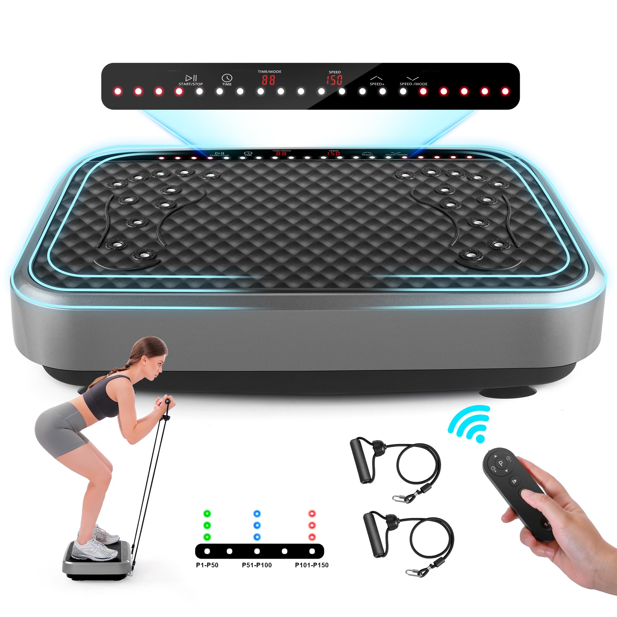Vibration Plate Exercise Machine for Weight Loss & Body Toning - Whole Body Fitness Platform with Dynamic Workout Lights - Home Gym Equipment for Women & Men - Ideal for Lymphatic Drainage, Muscle Recovery & Home Workouts