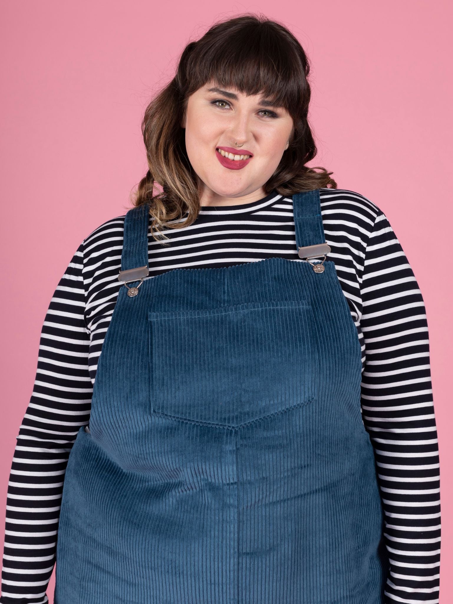 Tilly and the Buttons Cleo Pinafore Dress - Women's Adjustable Denim Jumper with Pockets | Perfect for Casual Wear, Work, and Outdoor Activities