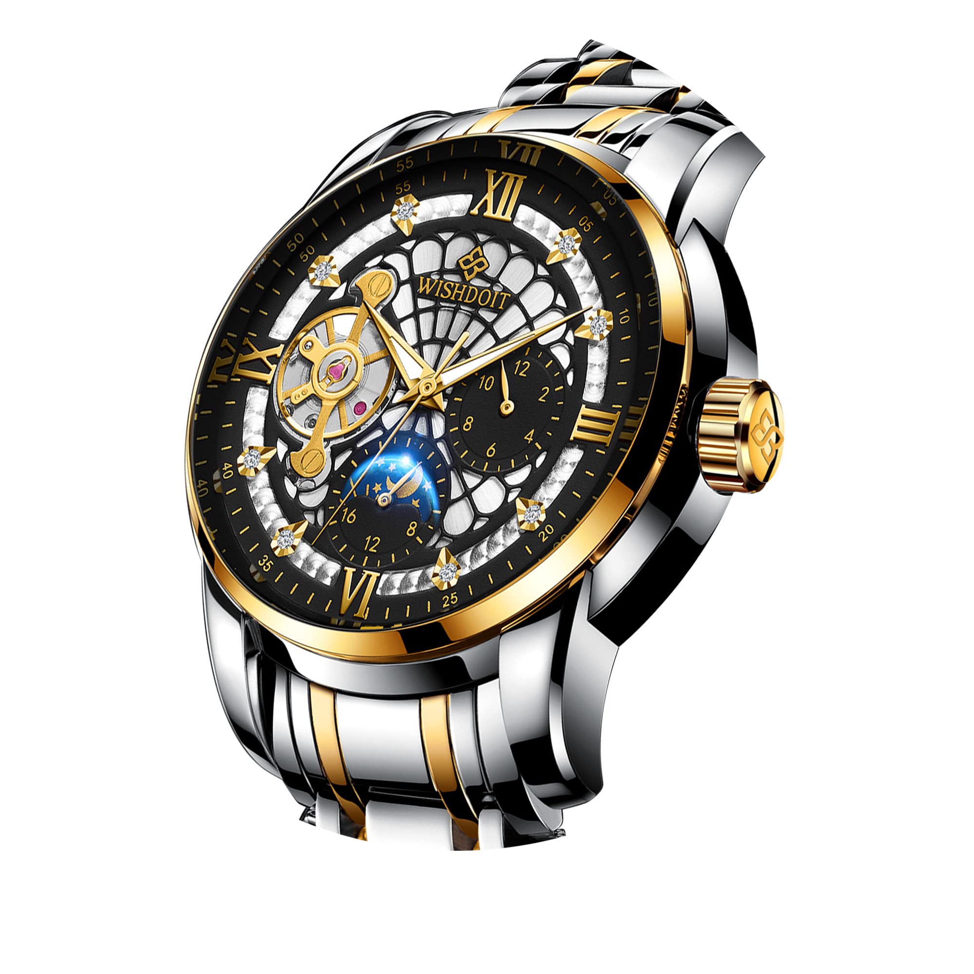 WISHDOIT Automatic Self-Winding Men's Watch - Waterproof Stainless Steel Luxury Mechanical Watch for Men | Perfect for Business, Formal Events & Everyday Wear