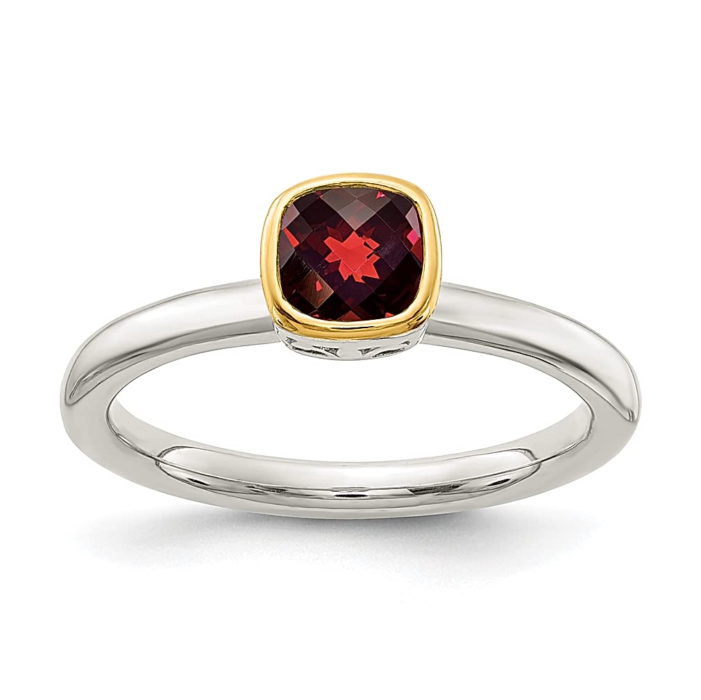 14K Gold Accented 925 Sterling Silver Red Garnet Ring - January Birthstone Jewelry for Women, Perfect Gift for Her | Elegant Fine Jewelry for Weddings, Anniversaries & Special Occasions