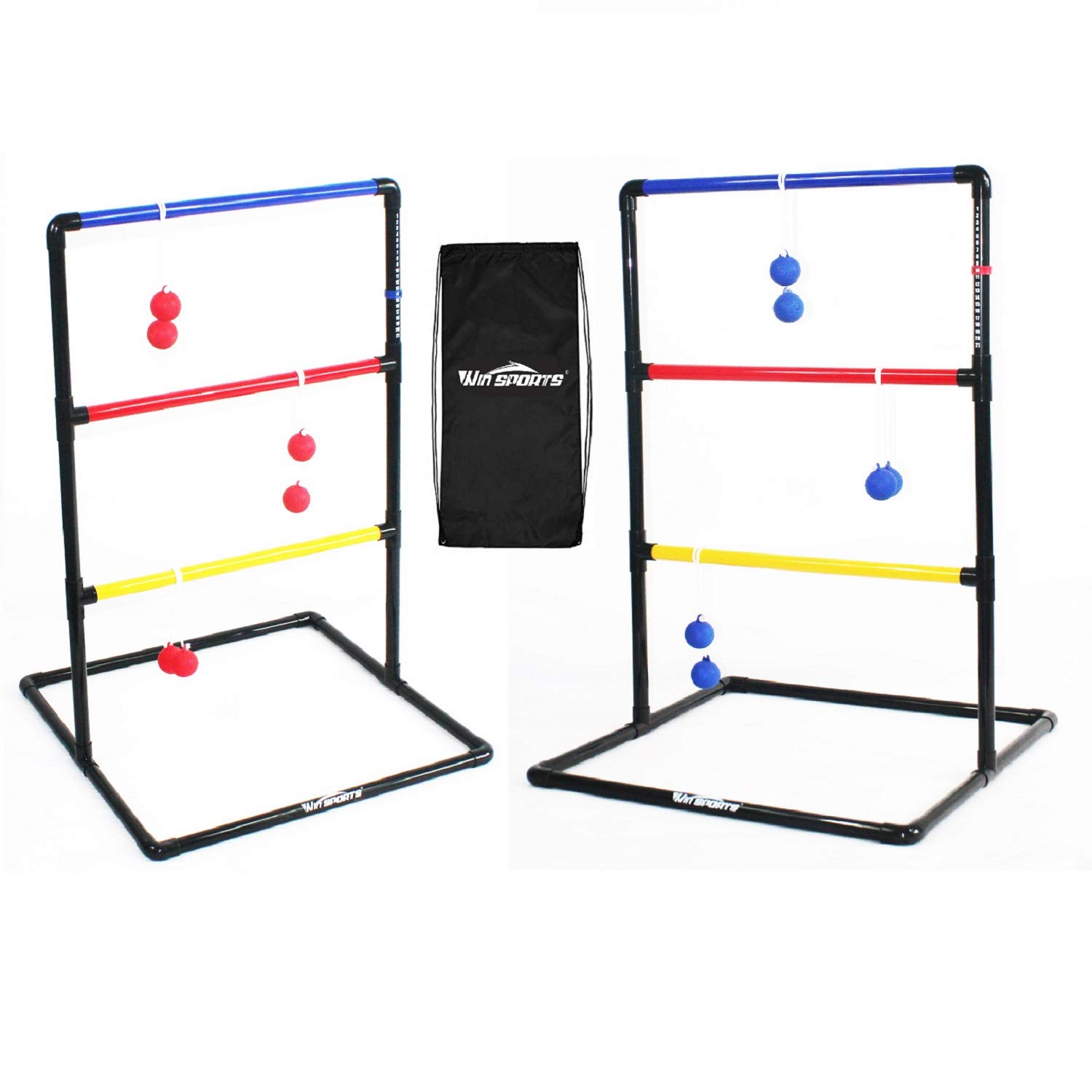 Premium Ladder Toss Outdoor Game Set - 6 Weighted Bolos, Carrying Case & Sand-Weighted PVC Pipes for Backyard, Beach, Tailgating & Family Fun - Perfect for Adults & Kids - Indoor/Outdoor Ladder Ball Game