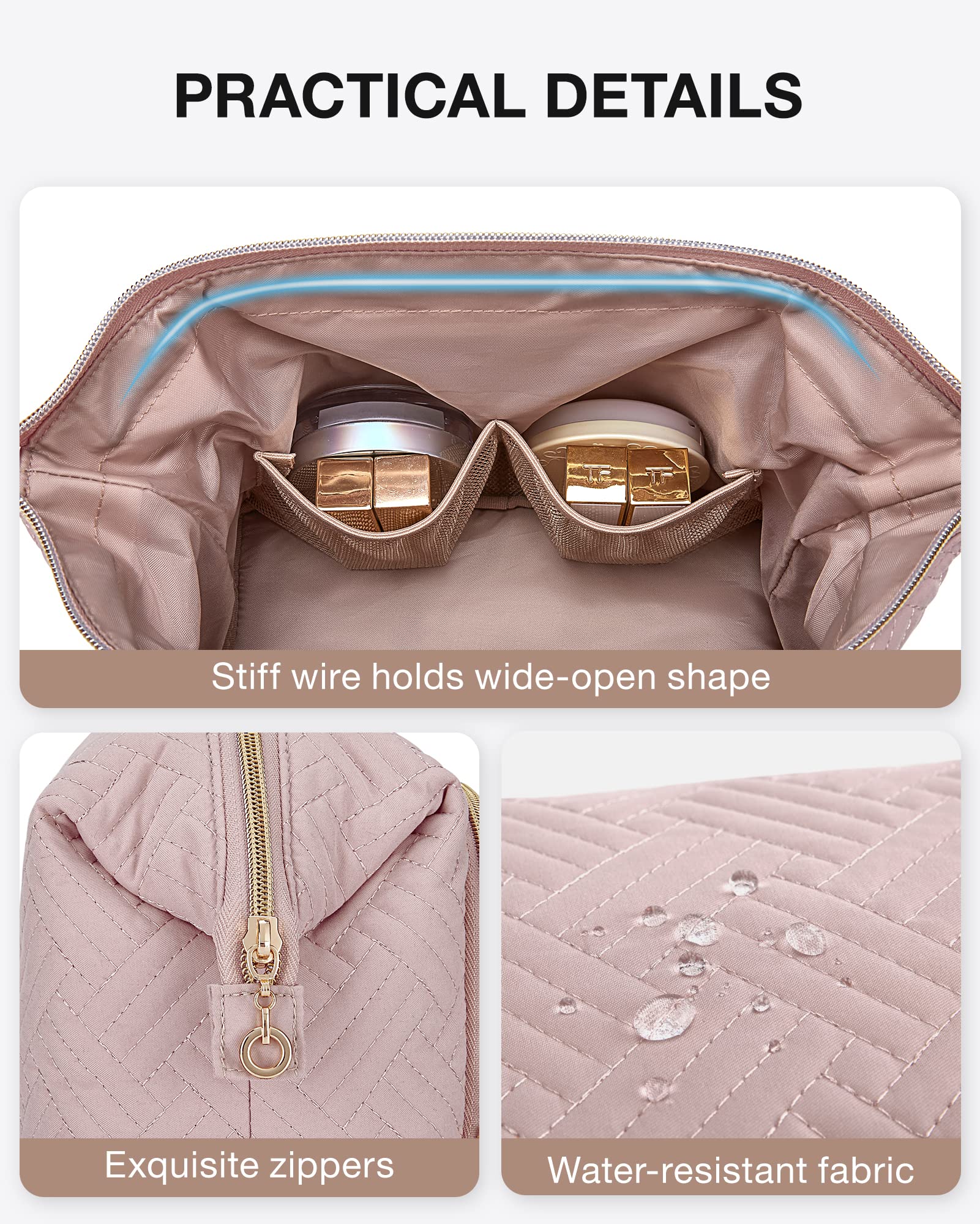 BAGSMART Travel Makeup Bag - Large Cosmetic Organizer Case for Women, Wide Open Toiletry Pouch for Brushes & Accessories | Perfect for Travel, Gym & Daily Essentials