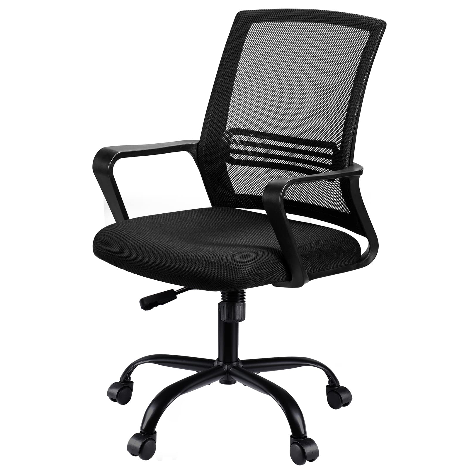 Ergonomic Home Office Desk Chair - Adjustable Mesh Computer Chair with Lumbar Support & Armrests - Swivel Rolling Task Chair for Comfortable Work - Perfect for Remote Work & Gaming Setup (Black)