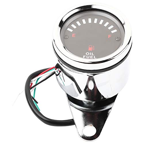 Universal 12V DC Motorcycle & Car Electric Fuel Gauge - Silver Aluminum LED Display Oil Meter for Harley, Yamaha, Honda - Perfect for Road Trips & Custom Builds
