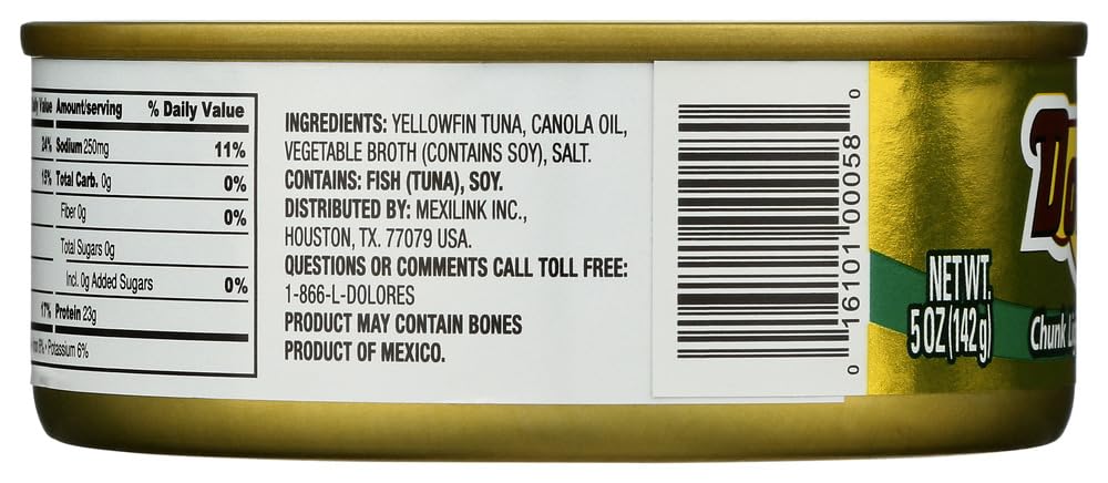 Premium Dolores Chunk Light Yellowfin Tuna in Vegetable Oil - 5 Oz (Pack of 2) - High Protein, Keto & Paleo Friendly - Perfect for Salads, Sandwiches & Quick Meals