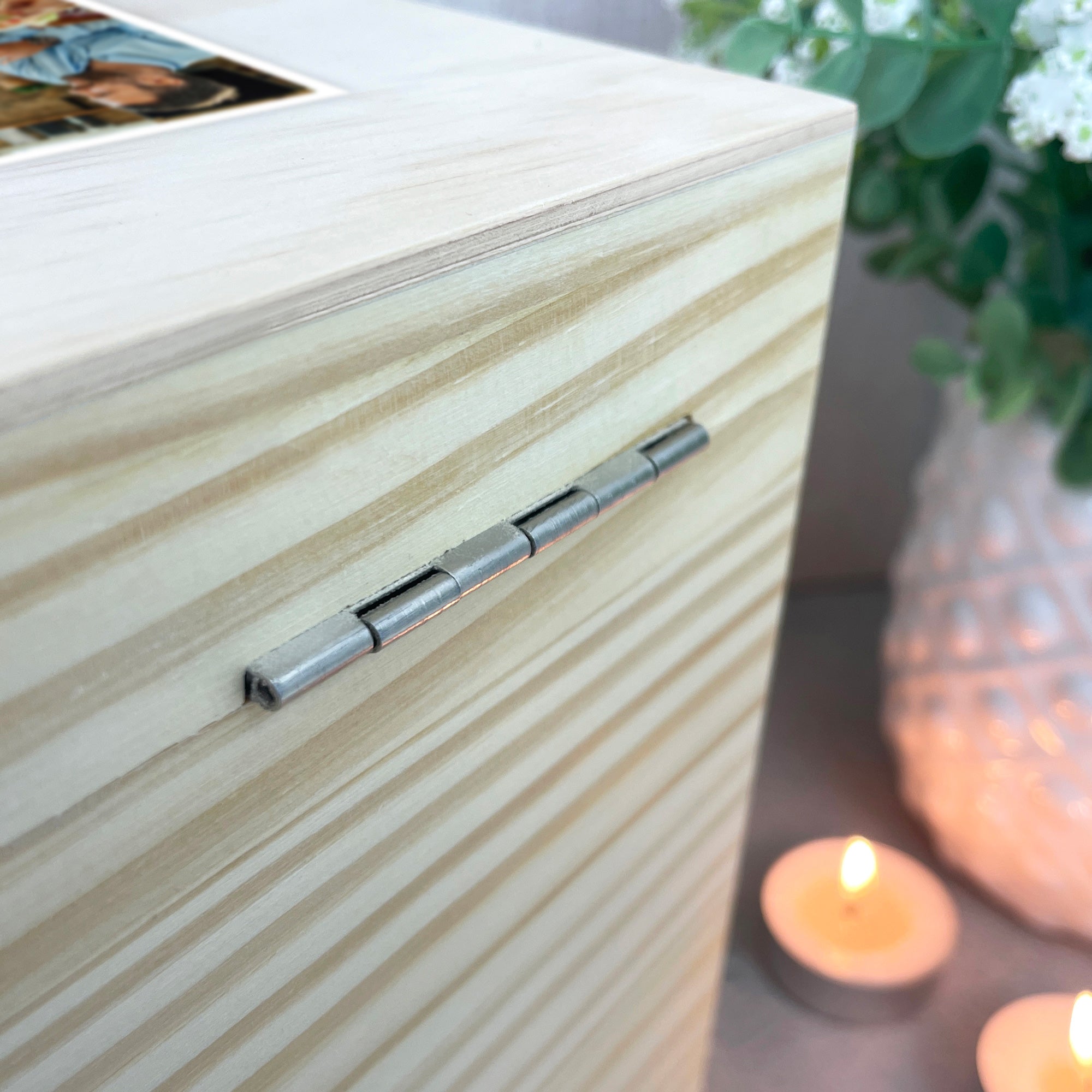 Personalized Pine Wood Memorial Photo Keepsake Box - Handcrafted Memory Chest for Ashes, Photos & Mementos (5 Sizes: 16cm, 20cm, 26cm, 30cm, 36cm) - Perfect for Funeral Remembrance, Wedding Anniversary Gifts & Family Heirlooms