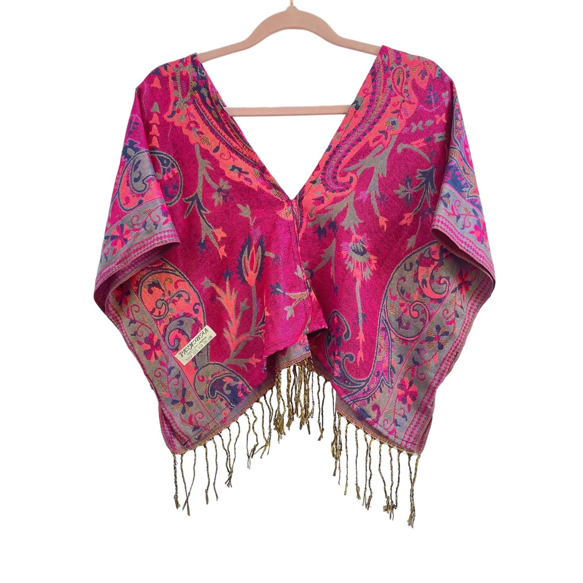 V PASH Women's Crop Top - Pink Gardens Print | Trendy Short Sleeve Summer Shirt for Casual Wear, Beach Outfits & Music Festivals