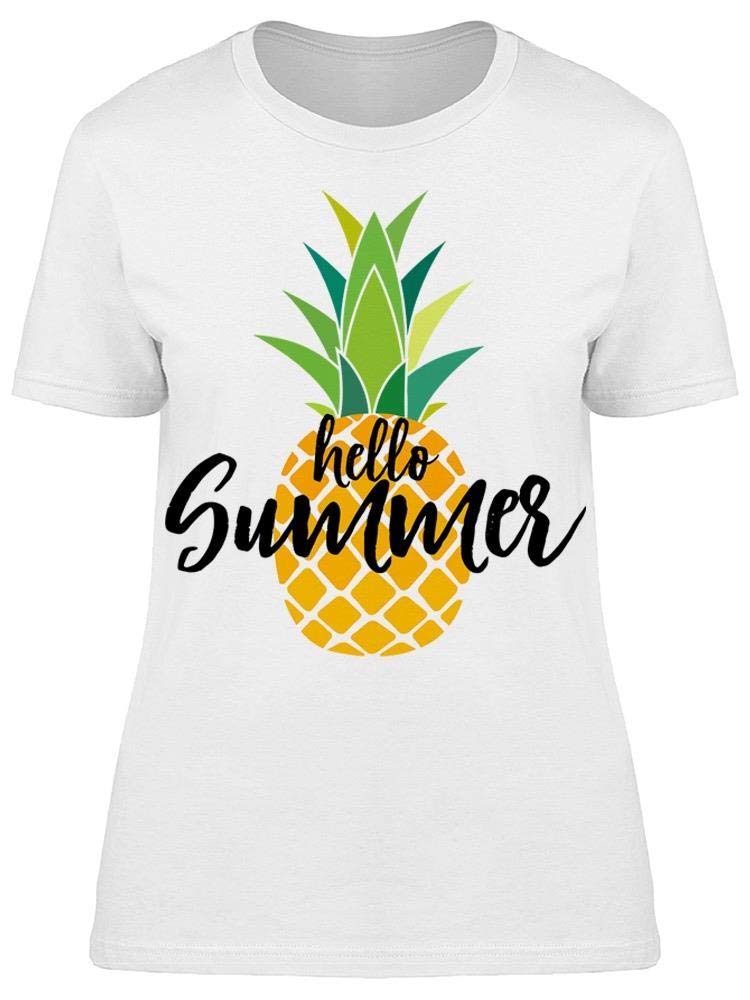 Smartprints Hello Summer Tropic Fruit Graphic T-Shirt for Women - Casual Beachwear & Summer Vacation Outfit
