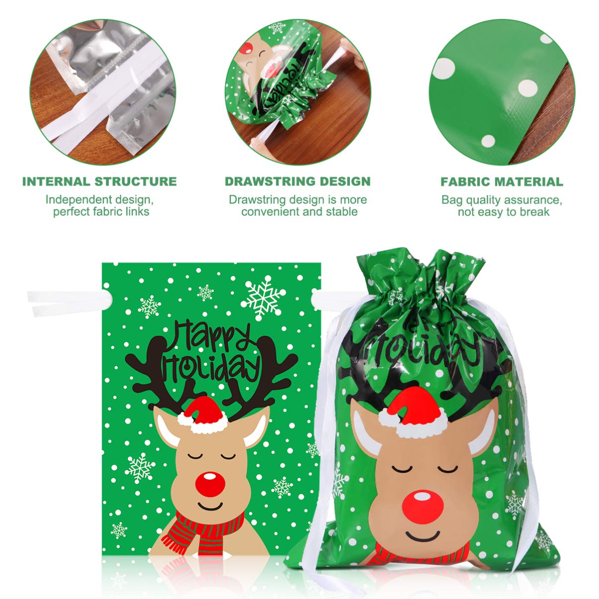 Christmas Drawstring Bag Set - 30PCS Assorted Holiday Party Favors & Treat Bags for Xmas Celebrations, Gift Giving, Stocking Stuffers & Classroom Rewards